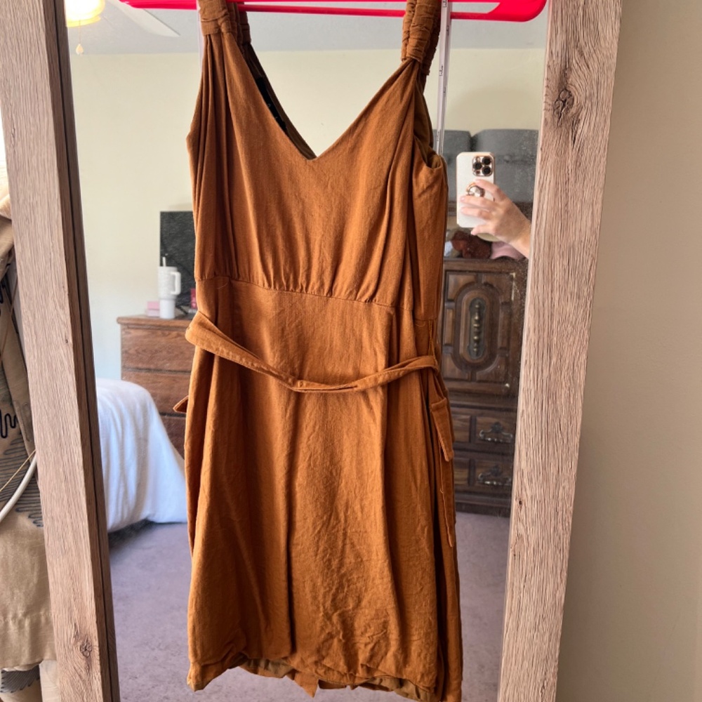 Lulu’s Meant For Greatness Tan Button-Front Mini … - image 3